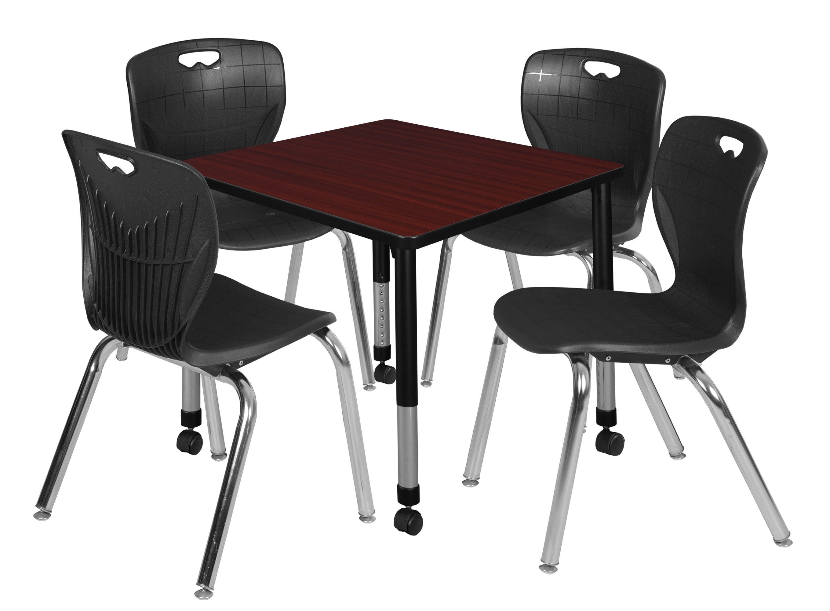 Romig Trek 30 in. Square Mobile Adjustable Classroom Table- Mahogany ...