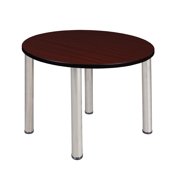 Romig Trek 36 in. Medium Round Breakroom Table- Mahogany Top, Chrome Legs