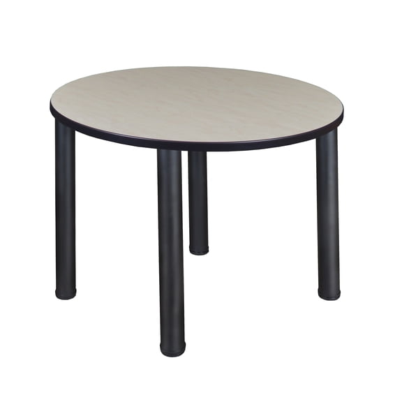 Romig Trek 36 in. Medium Round Breakroom Table- Maple Top, Black Legs