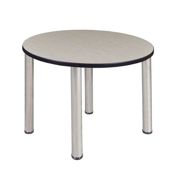 Romig Trek 36 in. Medium Round Breakroom Table- Maple Top, Chrome Legs
