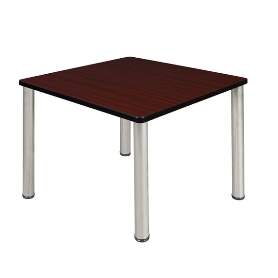 Romig Trek 36 in. Medium Square Breakroom Table- Mahogany Top, Chrome Legs