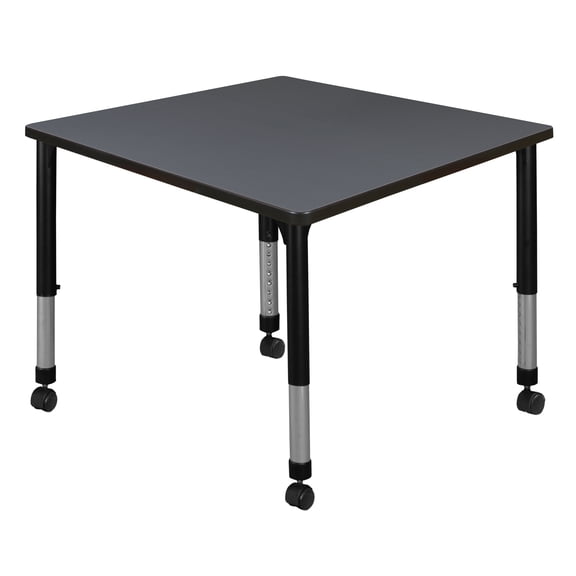 Romig Trek 36 in. Square Height Adjustable Mobile Classroom Activity Table- Grey