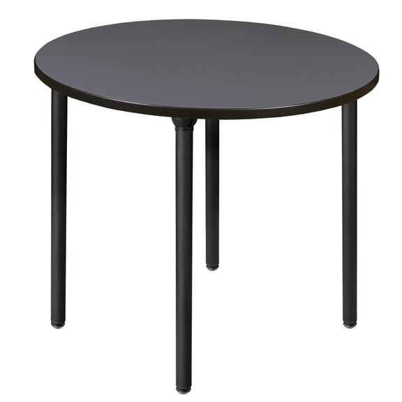 Romig Trek 42 in. Medium Round Breakroom Table- Grey Top, Black Folding Legs