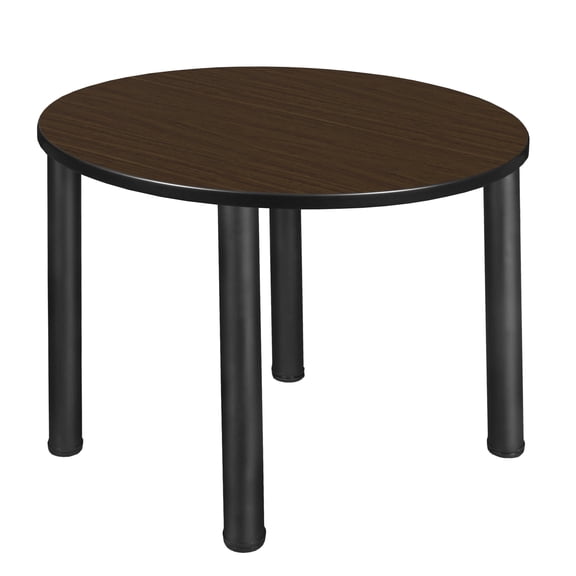 Romig Trek 42 in. Medium Round Breakroom Table- Neo Walnut Top, Black Legs