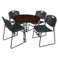 thumbnail image 1 of Romig Trek 42 in. Round Adjustable Classroom Table- Mahogany & 4 Zeng Stack Chairs- Black & Grey Base, 1 of 6