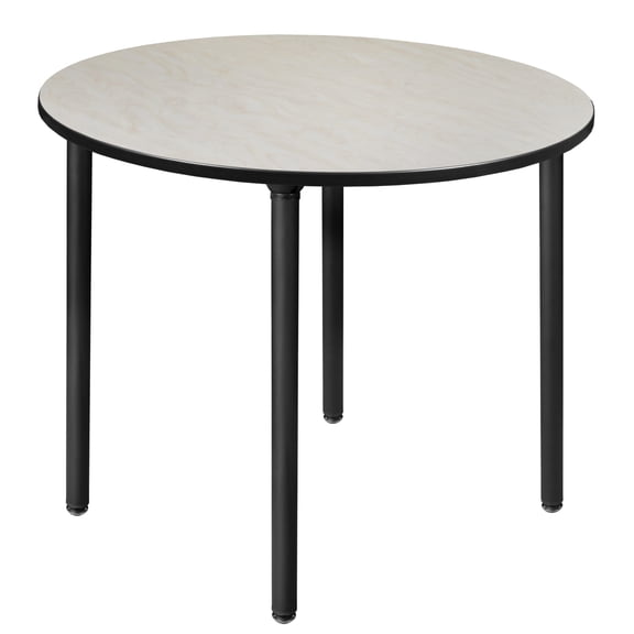 Romig Trek 48 in. Large Round Breakroom Table- Maple Top, Black Folding Legs