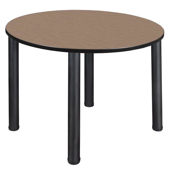 Romig Trek 48 in. Large Round Breakroom Table- Noble Oak Top, Black Legs