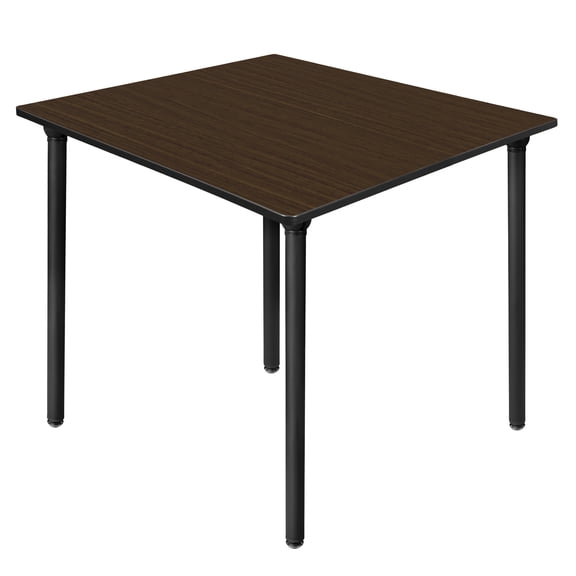 Romig Trek 48 in. Large Square Breakroom Table- Neo Walnut Top, Black Folding Legs
