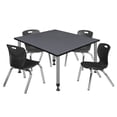 Romig Trek 48 in. Square Adjustable Classroom Table- Grey &amp; 4 Andy 12 ...