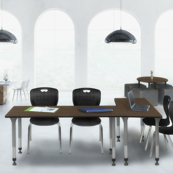 Romig Trek 72 x 30 in. Height Adjustable Classroom Activity Table- Neo Walnut Top & Grey Base