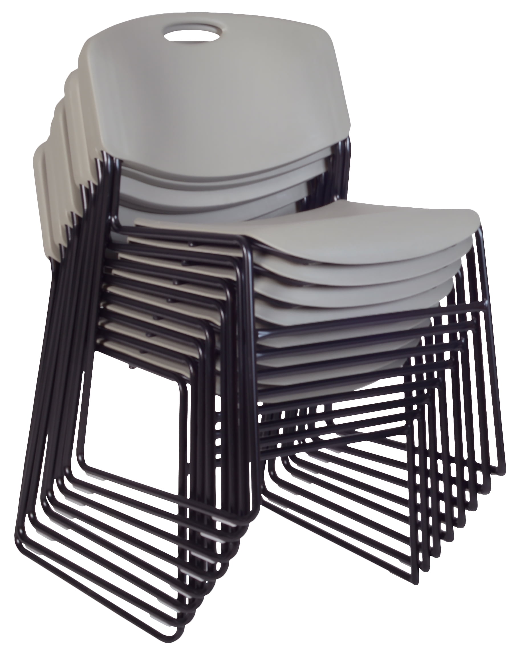 Gray Armless Metal Frame Stackable Chairs, Set of 8