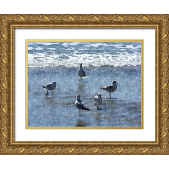 Romita, Denise 14x12 Gold Ornate Wood Framed with Double Matting Museum Art Print Titled - Beachgoers