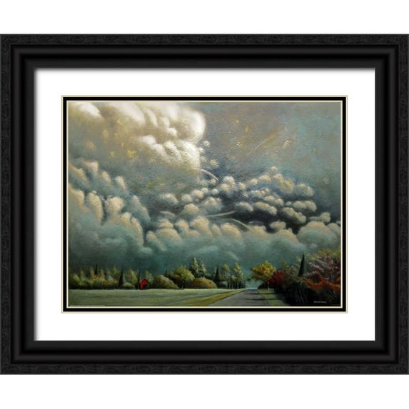 Romm, Steven 32x25 Black Ornate Wood Framed with Double Matting Museum Art Print Titled - Wainscott, Approaching Storm