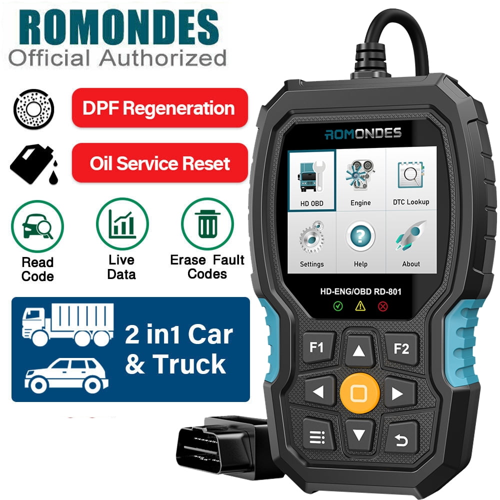 Romondes RD901 OBD2 Scanner Code Reader Diesel Heavy Duty Truck DPF