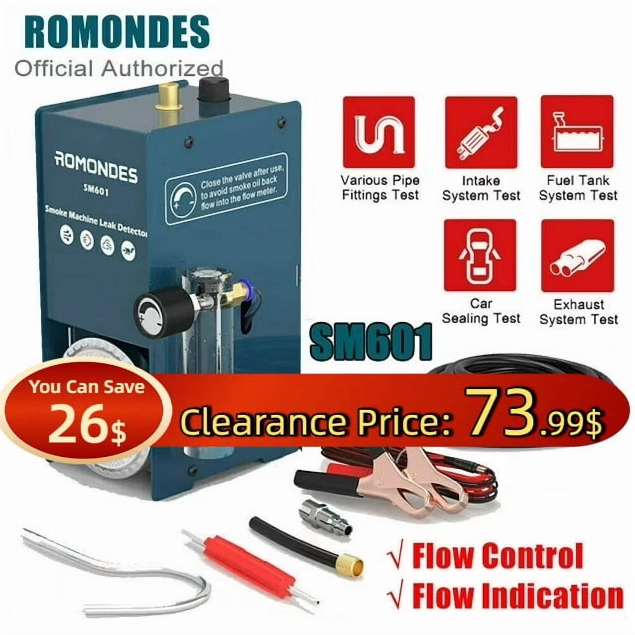 Romondes SM601 EVAP Smoke Automotive Auto Vacuum Leak Detector Machine Tester Diagnostic Tools