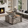 thumbnail image 1 of Romorgniz 35.7" W Square Lift Top Coffee Table Farmhouse Coffee Table with Large Hidden Storage Wooden Center Table for Living Room, Grey, 1 of 10