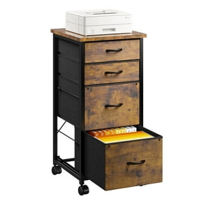 Romorgniz 4 Fabric Drawers Mobile File Cabinet Desk Table Cabinet Fits A4/Letter Size Printer Stand for Home Office,Rustic Brown