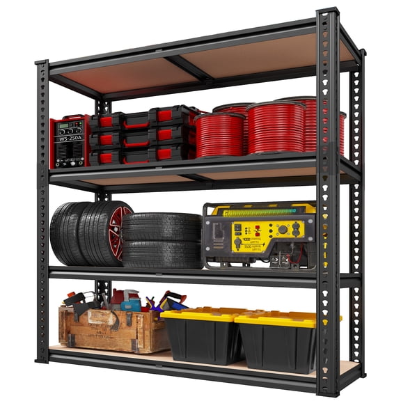 Romorgniz 4-Tier Garage Shelving, Heavy Duty Adjustable Storage Shelves with MDF Boards, 40"W x 20"D x 60"H, Black