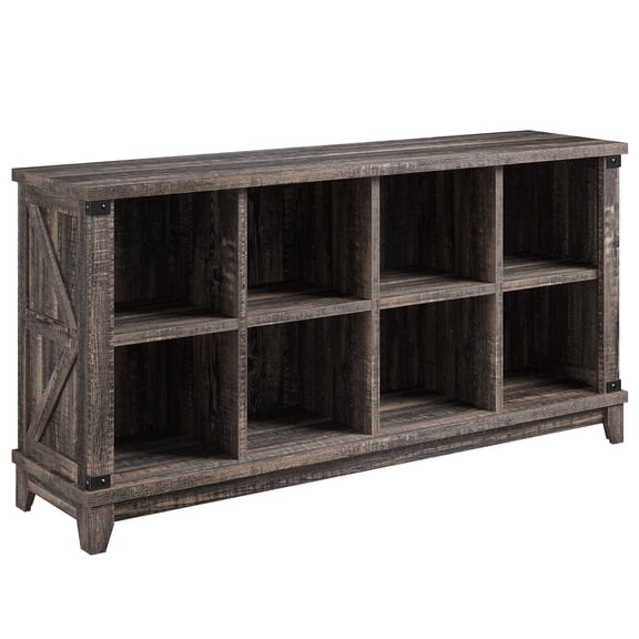 Romorgniz 8-Cube Farmhouse Storage Organizer,Cube Bookshelf & Display Shelf for Living Room,Bedroom,Home Office,Black Oak