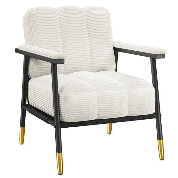 Romorgniz Accent Chair Mid-Century Armchair with Plush 8.3" Thick Cushion, Metal Frame Chairs for Bedroom, Office, Reading Spaces, Guest Room, Beige