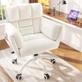 thumbnail image 1 of Romorgniz Adjustable Office Chair with Wheels, Soft-Touch Upholstered Desk Chair with Side Pockets, Ergonomic Vanity Chair for Bedroom, Home Office,Beige, 1 of 10