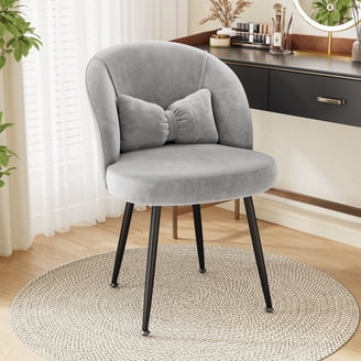 dressing table chair silver Footstool Silver Velvet Dressing Table Chair Elegant Grey Velvet Low Back  Dressing Table Stool With Natural