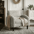thumbnail image 1 of Romorgniz Mid Century Modern Accent Chair, Lounge Armchair with Extra Thick 6.3" Cushion & Side Pockets, Comfort Chair for Living Room, Bedroom, Apartment, Small Space, Light Gray, 1 of 12