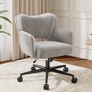 Romorgniz Vanity Chair with Wheels & Back Desk Chair Adjustable Height for Makeup, Work & Relaxation, Gray