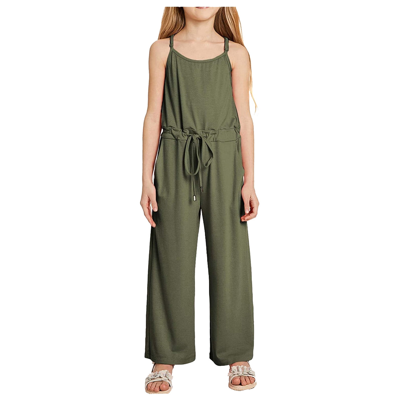 Romper Adjustable Jumpsuit Solid Sleeveless Girls Kids Strap Child