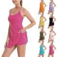 thumbnail image 1 of Romper Dresses for Women with Shorts Underneath Summer Athletic Dress with Built in Bra Purple 2XL, 1 of 3