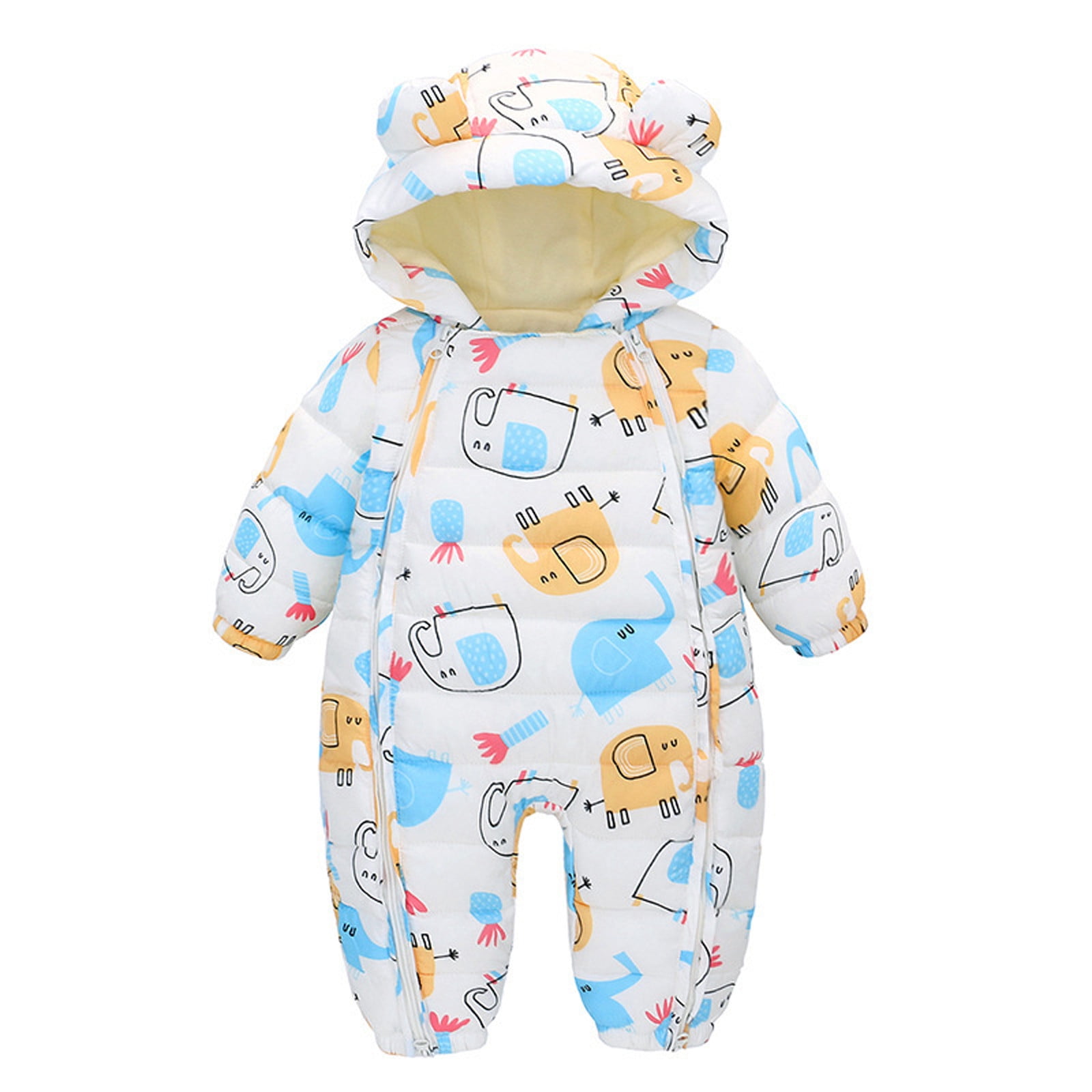Romper Outerwear Boy Ear Baby Bear Snowsuit Jumpsuit Zipper Winter Girl