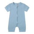 thumbnail image 1 of Boy Clothes Cotton Short Sleeve Button Up Jumpsuit Soft Comfortable Baseball Sports Baby Romper,Z11-Blue,12-18 Months, 1 of 3