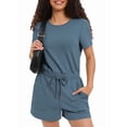 thumbnail image 1 of Romper for Women Short Sleeve Summer T Shirt Jumpsuit Beach Vacation Travel Outfits 2025 Blue & Gray XL, 1 of 5