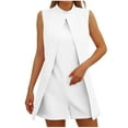 thumbnail image 1 of Romper for Women Summer Office High Neck Front Split Tops Short Jumpsuit Waist-Slimming Zip Back Work Formal Outfits, White, XL, 1 of 7