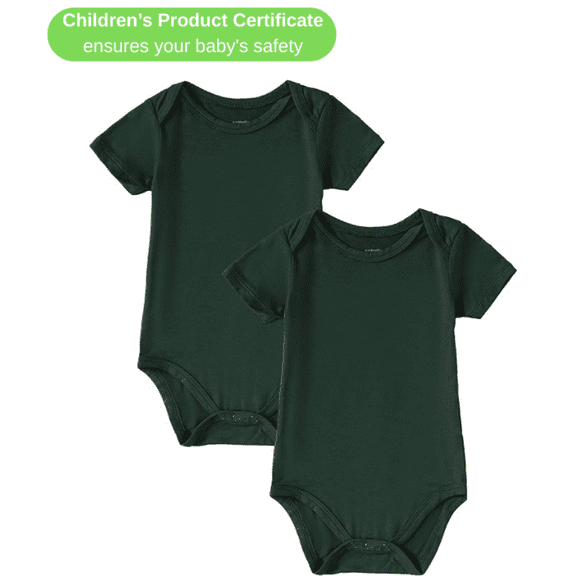 Romperinbox 2PCS Visocse from Bamboo Baby Rompers Unisex Onsies Solid Short Sleeve Baby Bodysuit 0-24 Months
