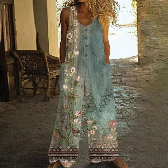 Rompers For Women 2025 Summer Casual Sleeveless Scoop Neck Short Jumpsuits Loose Fit Button Overalls With Pockets Army Green S