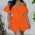 thumbnail image 1 of Rompers For Women 2026 Summer Casual Sleeveless Short Jumpsuits Loose Fit Button Overalls With Pockets Orange 3Xl, 1 of 6