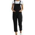 thumbnail image 1 of Rompers For Women Plus Size Soft Stretchy Washed Linen Bib Jeans Overalls Ripped Linen Jumpsuits For Women Dressy Plus Size Black S, 1 of 5