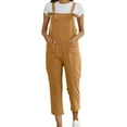 thumbnail image 1 of Rompers For Women Summer Pants Washed Linen Bib Jeans Overalls Ripped Linen Womens Jumpsuits Summer Romper Khaki XL, 1 of 5