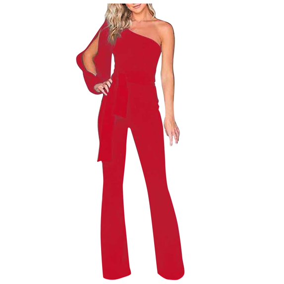 Rompers For Women, Womens Jumpsuits Dressy, Linen Jumpsuits For Women, Black Turtleneck Bodysuit, Womens Overalls, Women Jumpsuits Casual, Waluigi Costumewomens Casual Wide-Leg Jumpsuit(Medium,Red)
