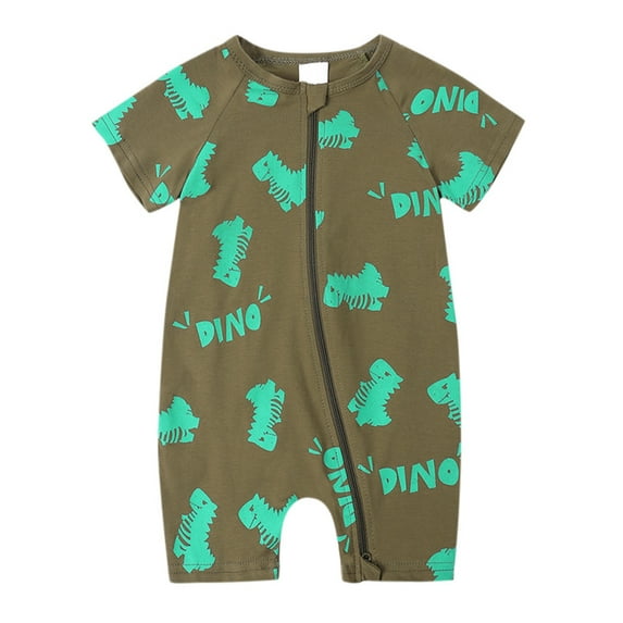 Rompers for Girls Summer Baby Short Sleeved Print Double Zipper Crawl Bodysuit Baby Bodysuit B 18-24 Months