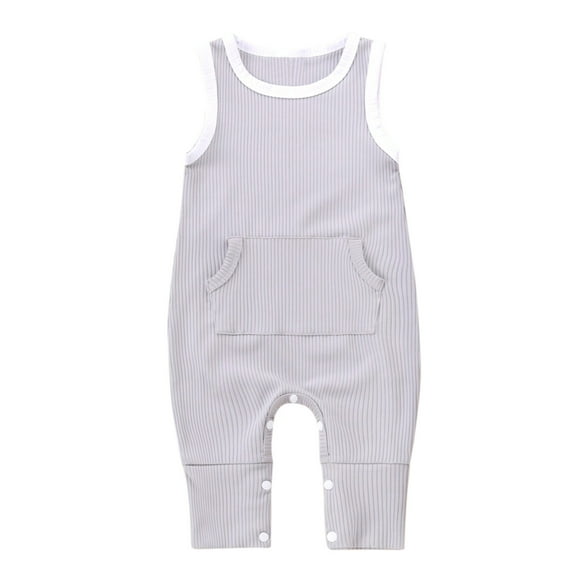 Rompers for Toddler Newborn Infant Baby Girls Boys Sleeveless Ribbed Knit Jumpsuit Clothes New Casual Winter Jumpsuits Gray 12-18 Months