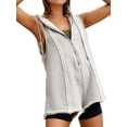 thumbnail image 1 of Rompers for Women Athletic Workout Hooded Romper Casual Zip-Front Neck Jumpsuits Overalls with Pockets Light Gray L, 1 of 9