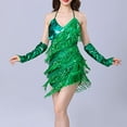 thumbnail image 1 of Rompers for Women Dgankt Sequins V-neck Tassel Latin Dance Dress for Women's 1920s Flapper Cocktail Party Dresses Rumba Ballroom Costumes with Gloves, 1 of 9