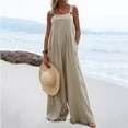 thumbnail image 1 of Rompers for Women Dressy Casual Summer Solid Color Wide Leg Loose Fit Fashion Pleated Lounge Jumpsuits Overalls, 1 of 8