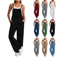 thumbnail image 1 of Rompers for Women Dressy Sawvnm Women's Sleeveless Style Camisole Linen Dress Round Neck Ankle-length Dresses Black XL, 1 of 8