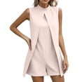 thumbnail image 1 of Rompers for Women Sleeveless High Neck Mini Romper Dresses Split Front Tunic Overlay Short Jumpsuits Elegant formal office Outfits Pink, 1 of 7