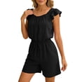 thumbnail image 1 of Rompers for Women Summer Drawstring Ruffled Sleeve Shorts Jumpsuits with Pockets Lightweight Dressy Casual Overalls, 1 of 6