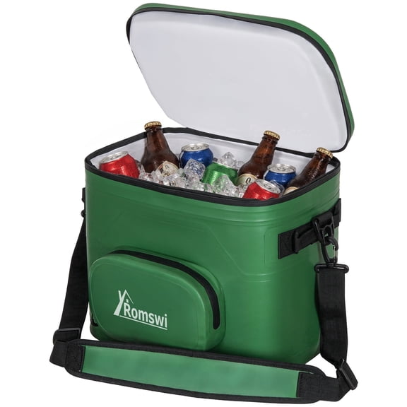 Romswi 18 Can Soft Cooler, Insulated Leak-Proof Waterproof Lunch Bag, Portable Ice Chest box, 24HR Cold Retention Soft Cooler for Beach, Drink, Beverage, Travel, Camping, Fishing,Picnic, Car,Green