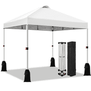 Romswi Pop up Canopy Tent, 10x10 Easy Pop up Outdoor Canopy Tent, Adjustable Height Instant Portable Shelter, Roller Bag, Outdoor Party, White